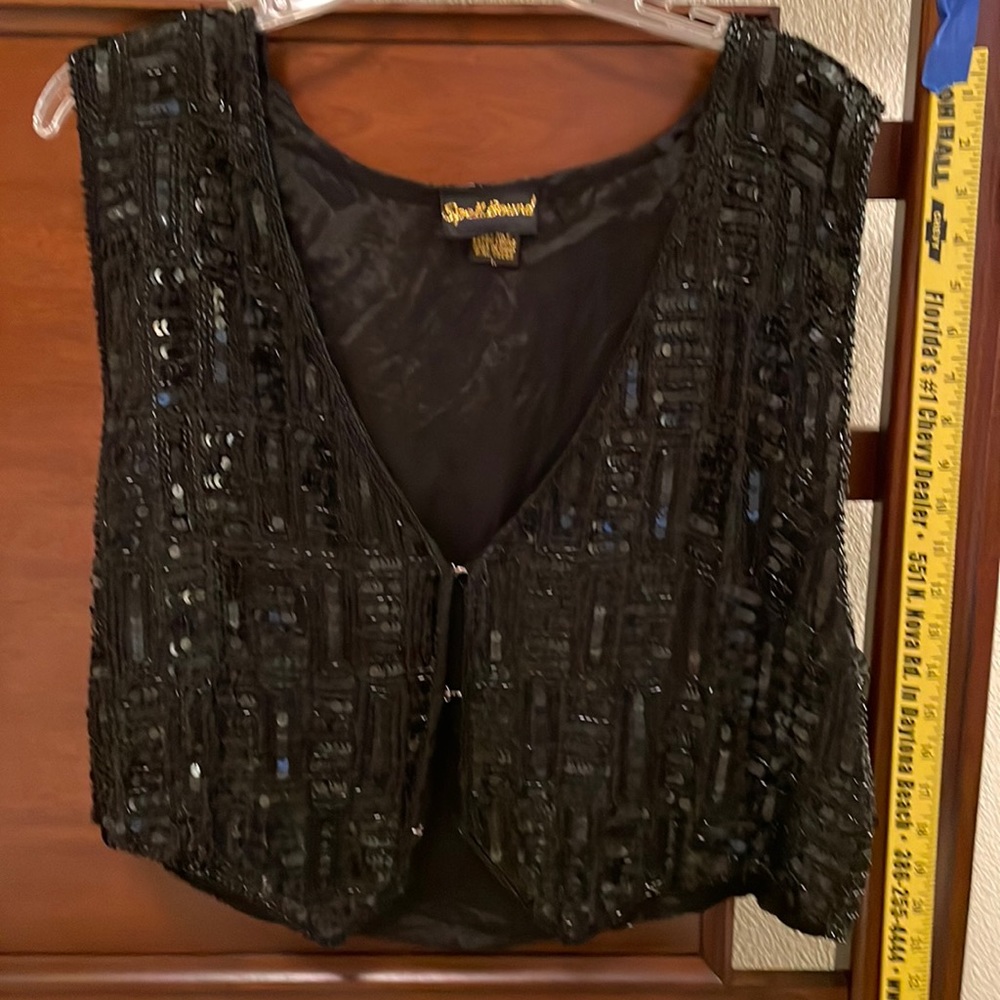 Black Sequined Vest ladies large